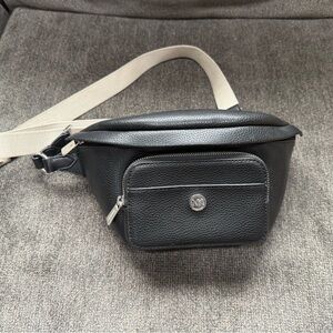 Michael Kors Black Belt Bag with Cream Strap